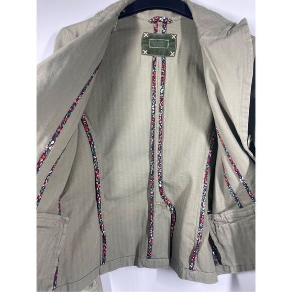 American Eagle Light Green Cotton Blazer Collared Jacket Women Size M - Picture 7 of 8